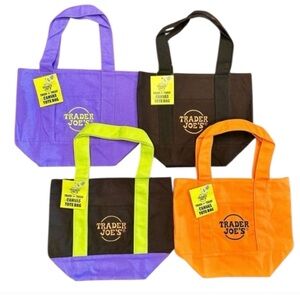 Trader Joes Mini Canvas Tote Bag Set of 4 Halloween full set